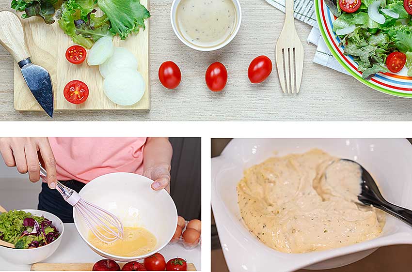 hacer aliño para ensalada cesar con tomate