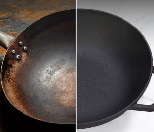 limpiar wok de acero al carbono