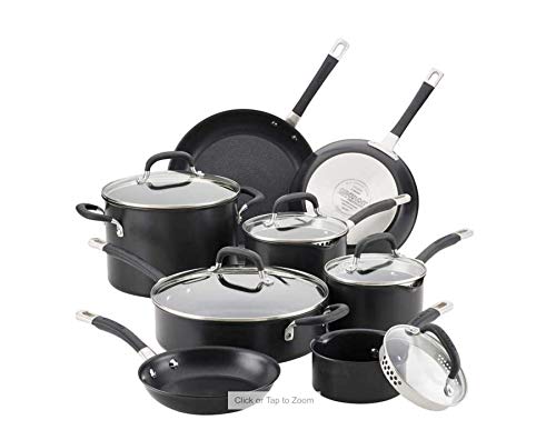 Circulon Premier - Juego de utensilios de cocina de inducción anodizada (13 piezas), color negro